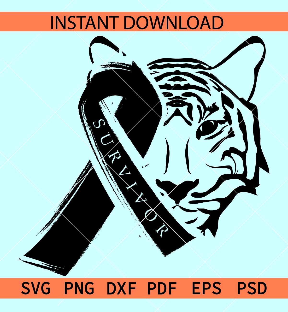 Tiger head with awareness Ribbon Survivor SVG, Survivor Ribbon svg ...