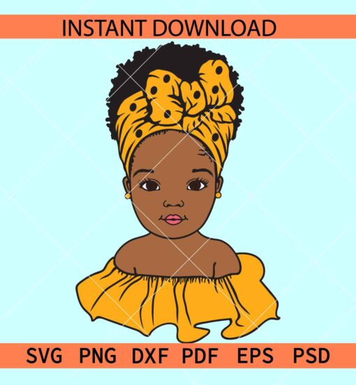 African American Afro girl SVG, Afro Girl with Earrings and Headband Colored SVG