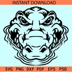 Cayman crocodile face SVG, Reptile face Silhouette SVG, Alligator face in water SVG