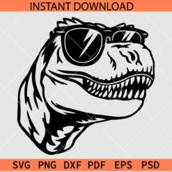 Cool T Rex SVG, T Rex Head with Sunglasses SVG, T Rex Dude SVG