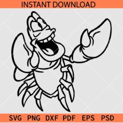 Crab Line Art SVG, Happy Crab Cartoon SVG, Crab Sketch SVG