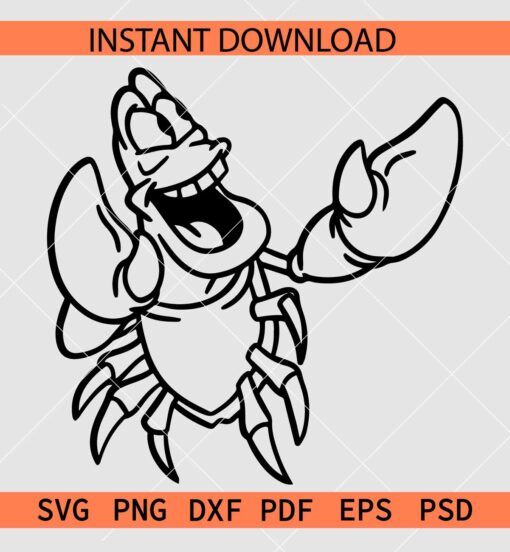 Crab Line Art SVG, Happy Crab Cartoon SVG, Crab Sketch SVG