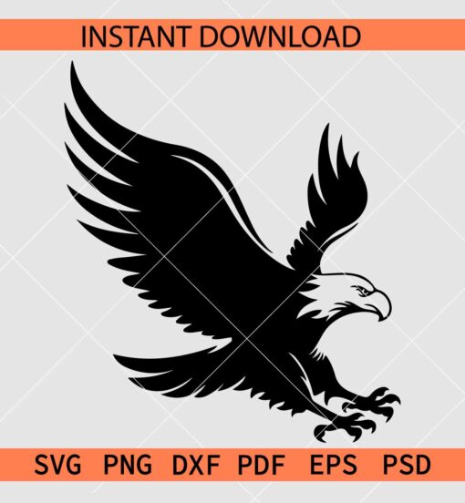 Eagle Landing SVG, Black Landing Eagle SVG, Landing Eagle Décor SVG