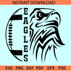 Eagles half football Ball SVG, Eagle Head Football SVG, The Eagles football team SVG