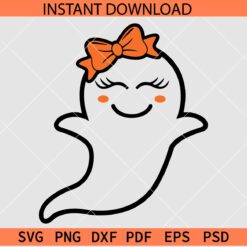 Ghost with Bow SVG, Halloween Ghost with Bow SVG, Girl Ghost SVG