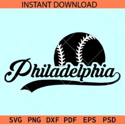 Philadelphia baseball SVG, Philadelphia Half Baseball SVG