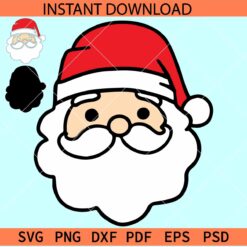 Santa Face SVG, Merry Christmas Santa Head SVG