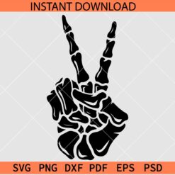 Skeleton Peace Hand Sign SVG, Skeleton Peace Hand ASL SVG