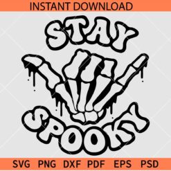 Stay Spooky Dripping Rock on Hand Sketch SVG, Halloween Stay Spooky Hand ASL SVG