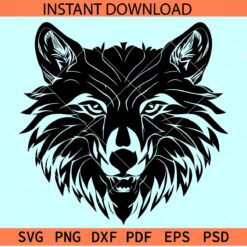 Wolf Head Silhouette SVG, Wolf Head Vector SVG, Wild Dog Head SVG