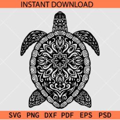 Zentangle Turtle SVG,  Turtle mandala SVG, Turtle Vector SVG