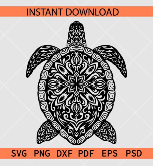 Zentangle Turtle SVG,  Turtle mandala SVG, Turtle Vector SVG