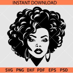 African American Woman SVG, African American Woman earrings Vector SVG