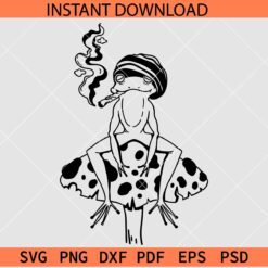 Frog on mushroom smoking weed SVG, Funny Frog Smoking weed SVG