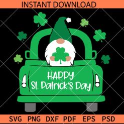 Happy St. Patrick's Gnome SVG, Happy St. Patrick's Gnome in truck SVG