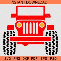 Jeep Car Face  SVG, Red Jeep Car SVG, Monster Red Jeep Face SVG