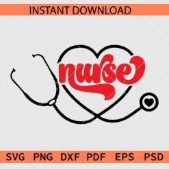 Nurse Heart Stethoscope Vector SVG, Love Symbol Stethoscope Nurse Décor SVG