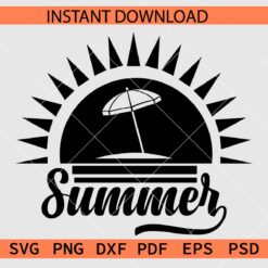 Umbrella and Sunshine Summer SVG, Summer Sunshine Décor SVG