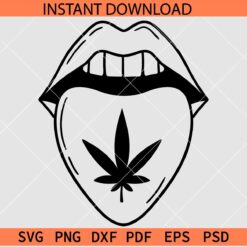 Weed Tongue SVG, Tongue with Cannabis Leaf SVG, 420 Tongue Décor SVG