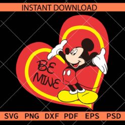 Be Mine Mickey Inside red heart Clipart SVG