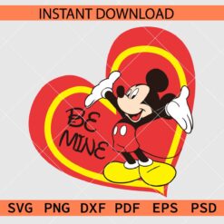 Be Mine Mickey Inside red heart Clipart SVG