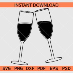 Champagne Glasses Clinking Silhouette SVG