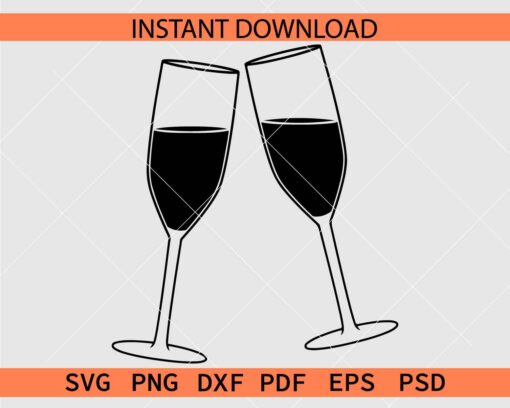 Champagne Glasses Clinking Silhouette SVG