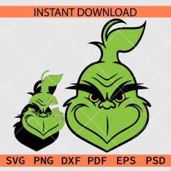 Grinch Head Layered SVG, Layered Grinch Head Stencil SVG