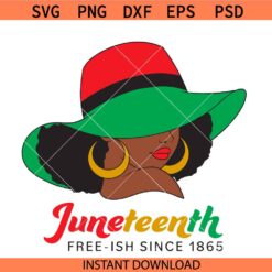 Juneteenth Afro woman with sun hat SVG, Juneteenth sun hat svg, black woman Juneteenth svg