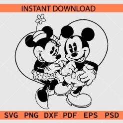 Mickey and Minnie Inside Heart Illustration SVG, Disney Love SVG