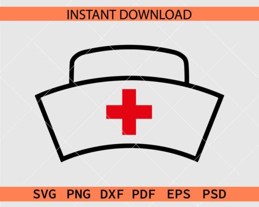 Nurse Hat Sketch SVG, Nurse Hat Line Art SVG