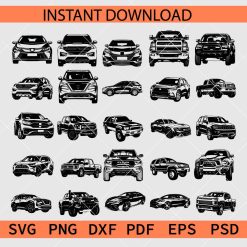 Popular Cars Silhouette Bundle Vector SVG, Cars Stencil SVG Bundle