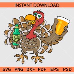 Thanksgiving cartoon turkey with beer Illustration SVG