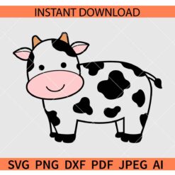 Baby cow cartoon SVG, Cute Baby Cow Standing SVG