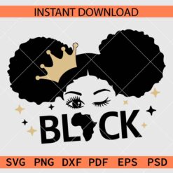 Black girl With Crown Winking SVG, African Queen Winking SVG