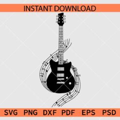 Guitar Music SVG, Guitar with Music Note SVG