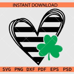 Heart Symbol with Clover Leaf SVG, Shamrock Leaf Heart Love SVG