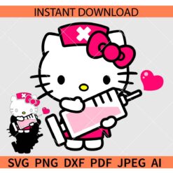 Hello Kitty Nurse with Syringe SVG, Nurse Kitty with Syringe SVG