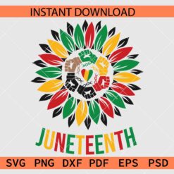 Juneteenth Sunflower Vector SVG, Juneteenth Fist in Sunflower SVG