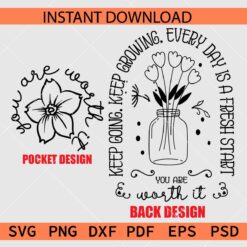 Positive Aesthetic You are Worth It SVG, Floral Positive Aesthetic You are Worth It SVG