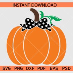 Pumpkin with Polka Dots Bow SVG, Layered Pumpkin with Bow SVG