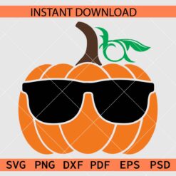 Pumpkin with Sunglasses SVG, Pumpkin Face Sunglasses SVG