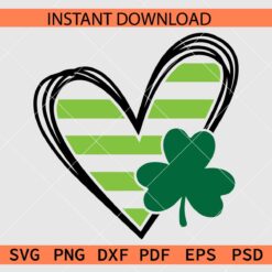 Shamrock leaf Heart SVG, Saint Patrick’s Day Heart SVG