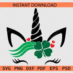 Shamrock leaf unicorn SVG, Clover leaf unicorn SVG, St. Patrick's Day Unicorn SVG