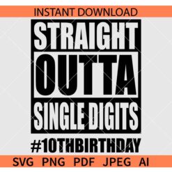 Straight outta single digits SVG, #10thBirthday SVG