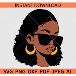 Afro woman Sunglasses and earrings SVG, Afro woman with earrings SVG