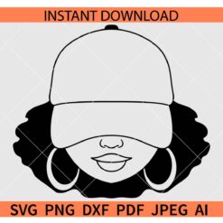 Afro woman with cap SVG, Afro woman with cap and earrings SVG