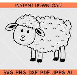  Cartoon sheep SVG, Cute sheep coloring page SVG