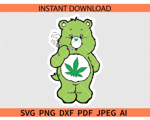 Joint smoking care bear SVG, Care Bear Smoking Marijuana SVG, 420 Care Bear SVG