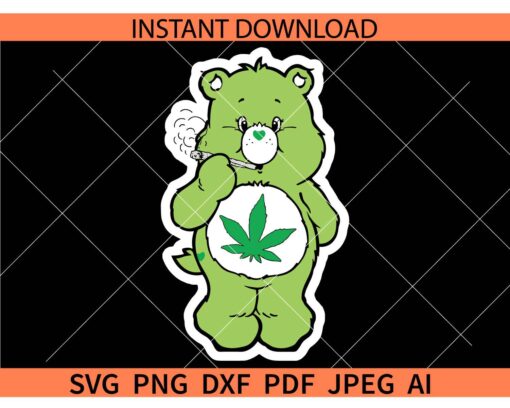 Joint smoking care bear SVG, Care Bear Smoking Marijuana SVG, 420 Care Bear SVG